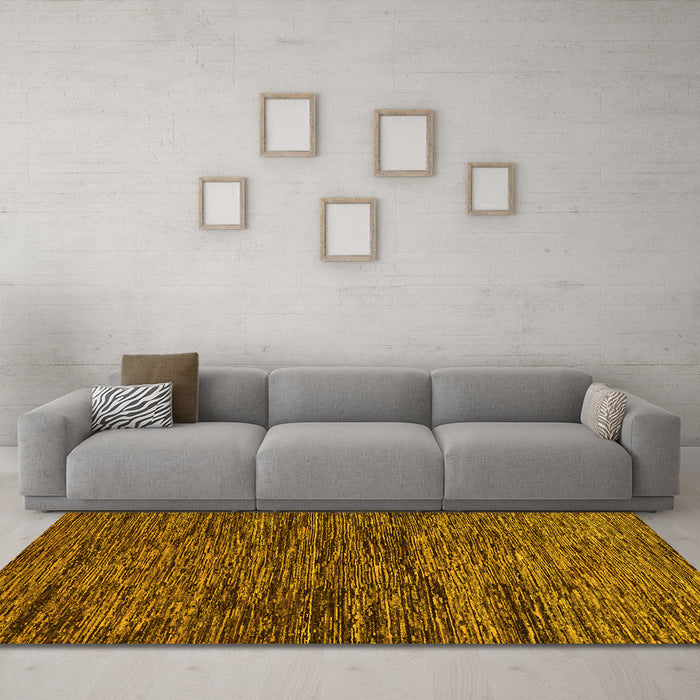 Machine Washable Abstract Yellow Modern Rug in a Living Room, wshabs248yw