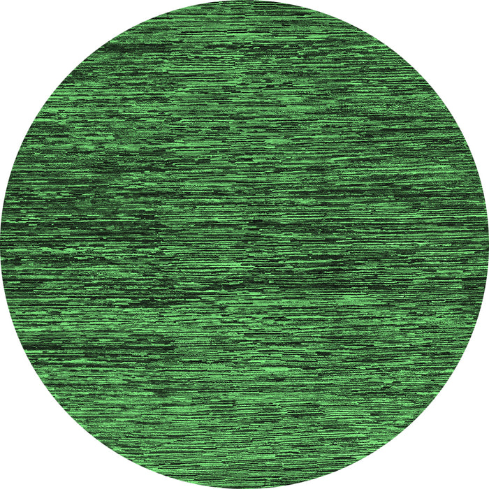 Round Machine Washable Abstract Emerald Green Modern Area Rugs, wshabs248emgrn