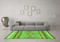 Machine Washable Abstract Green Modern Rug, wshabs2490grn