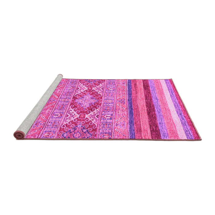 Sideview of Machine Washable Abstract Pink Modern Rug, wshabs2490pnk