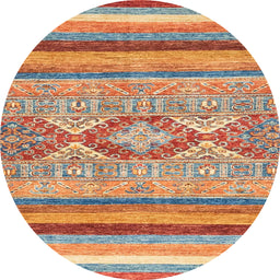 Round Abstract Camel Brown Modern Rug, abs2490