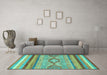 Machine Washable Abstract Turquoise Modern Area Rugs in a Living Room,, wshabs2490turq