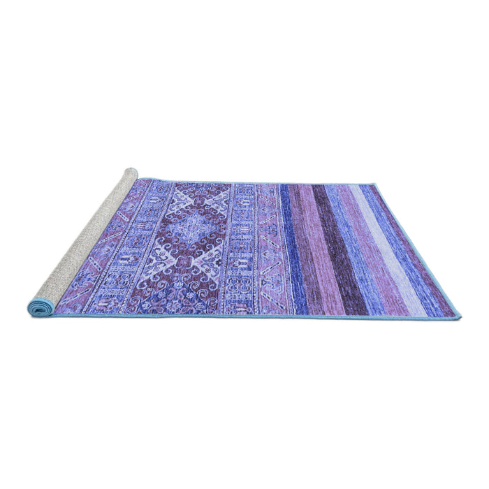 Sideview of Machine Washable Abstract Blue Modern Rug, wshabs2490blu