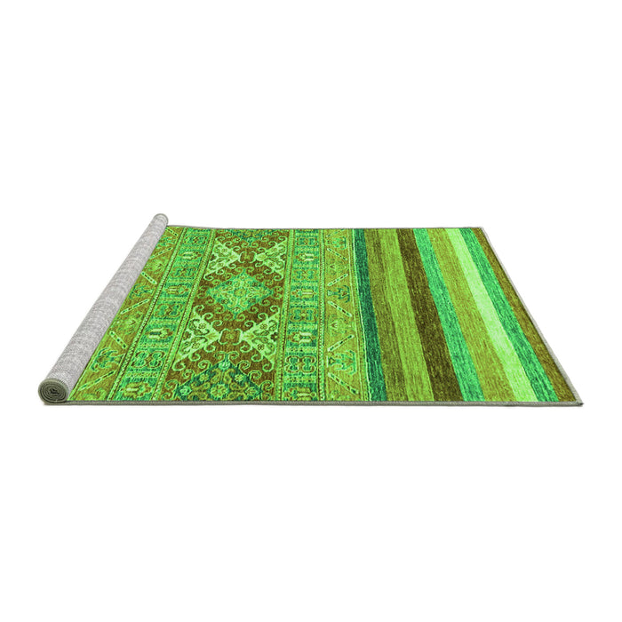 Sideview of Machine Washable Abstract Green Modern Area Rugs, wshabs2490grn