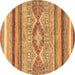 Round Abstract Brown Modern Rug, abs2490brn