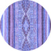 Round Abstract Blue Modern Rug, abs2490blu