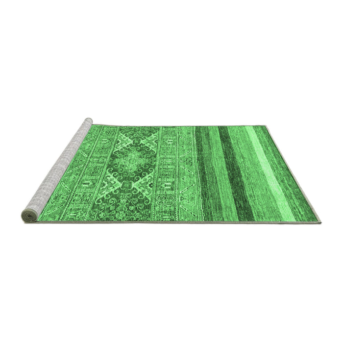 Sideview of Machine Washable Abstract Emerald Green Modern Area Rugs, wshabs2490emgrn