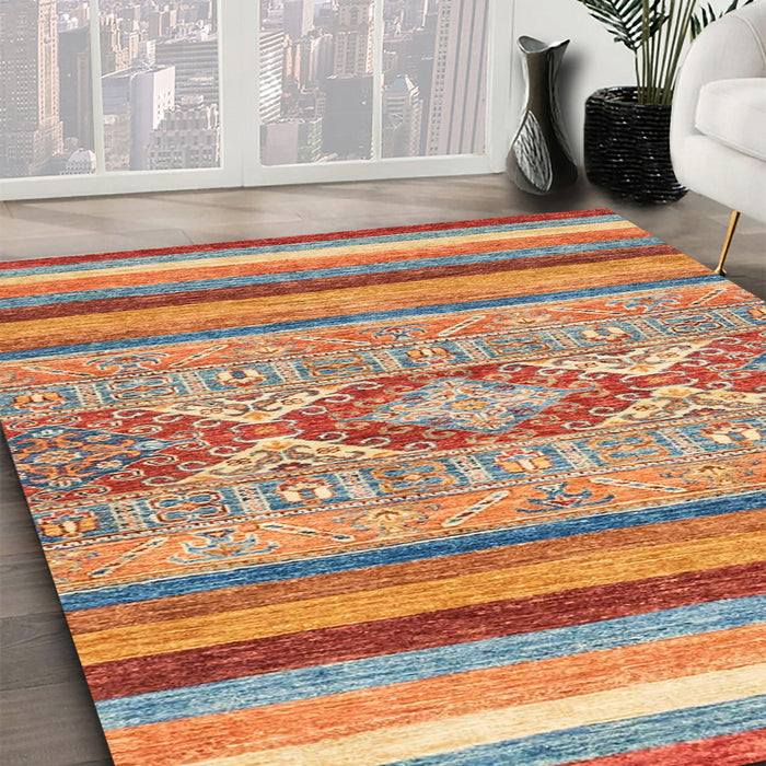 Machine Washable Abstract Camel Brown Rug in a Family Room, wshabs2490