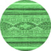 Round Abstract Emerald Green Modern Rug, abs2490emgrn