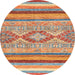 Round Machine Washable Abstract Camel Brown Rug, wshabs2490