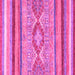 Square Machine Washable Abstract Pink Modern Rug, wshabs2490pnk