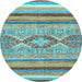 Round Abstract Light Blue Modern Rug, abs2490lblu