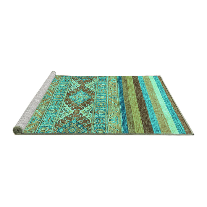 Sideview of Machine Washable Abstract Turquoise Modern Area Rugs, wshabs2490turq