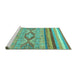 Sideview of Machine Washable Abstract Turquoise Modern Area Rugs, wshabs2490turq