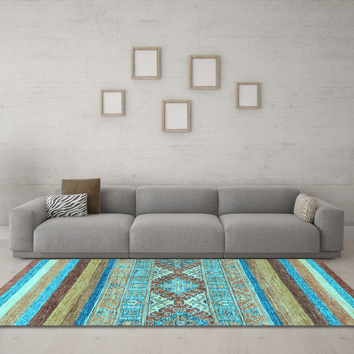 Machine Washable Abstract Light Blue Modern Rug in a Living Room, wshabs2490lblu