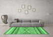 Machine Washable Abstract Emerald Green Modern Area Rugs in a Living Room,, wshabs2490emgrn