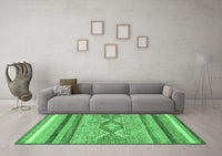 Machine Washable Abstract Emerald Green Modern Rug, wshabs2490emgrn