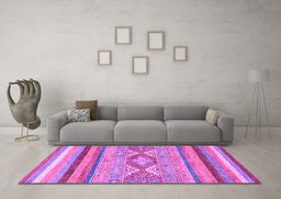 Machine Washable Abstract Purple Modern Area Rugs in a Living Room, wshabs2490pur