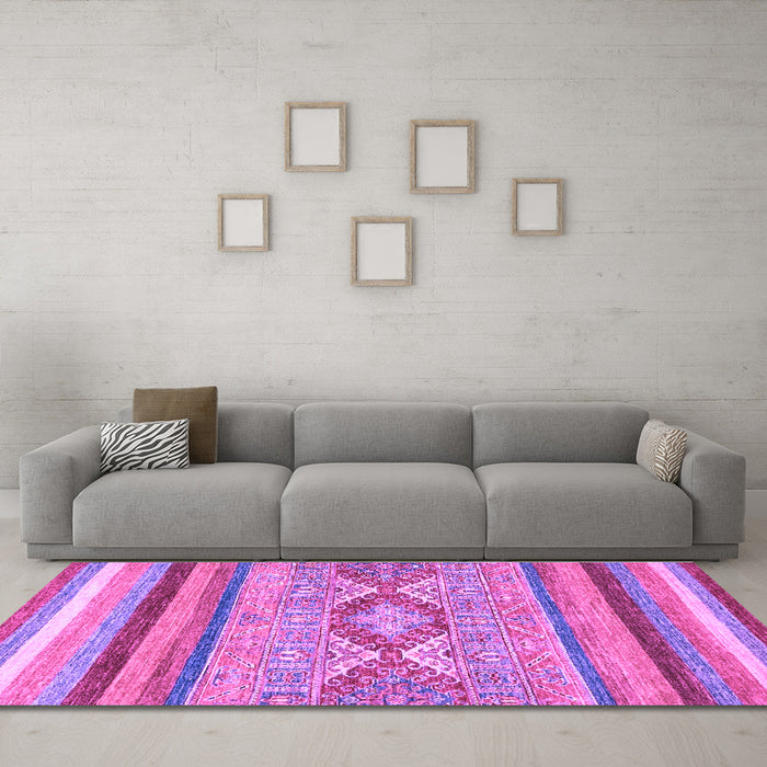 Machine Washable Abstract Purple Modern Area Rugs in a Living Room, wshabs2490pur