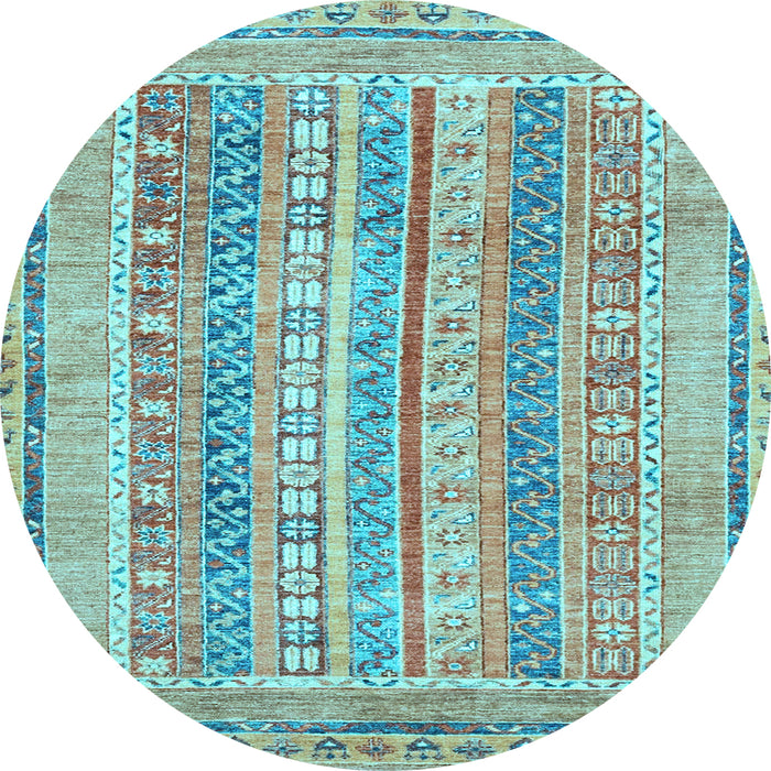 Round Abstract Light Blue Modern Rug, abs2491lblu