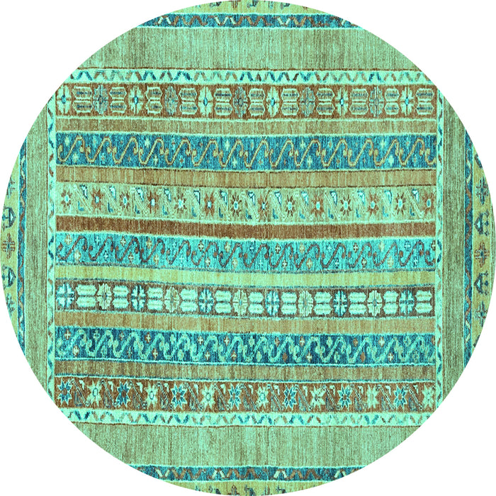 Round Machine Washable Abstract Turquoise Modern Area Rugs, wshabs2491turq