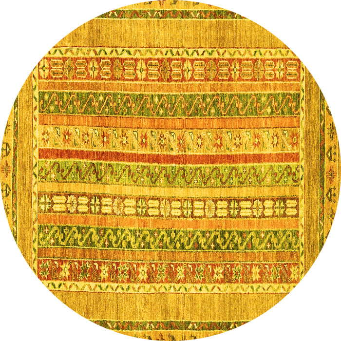 Round Machine Washable Abstract Yellow Modern Rug, wshabs2491yw