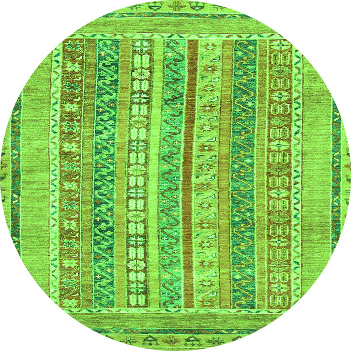 Round Machine Washable Abstract Green Modern Area Rugs, wshabs2491grn