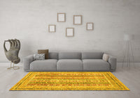 Machine Washable Abstract Yellow Modern Rug, wshabs2491yw