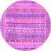 Round Machine Washable Abstract Purple Modern Area Rugs, wshabs2491pur