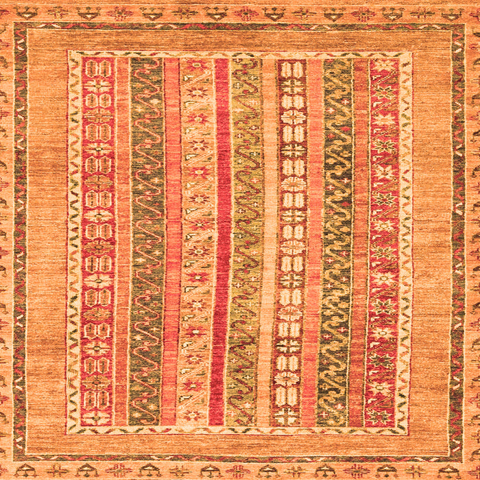 Square Machine Washable Abstract Orange Modern Area Rugs, wshabs2491org