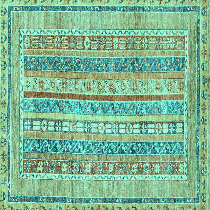 Square Machine Washable Abstract Turquoise Modern Area Rugs, wshabs2491turq