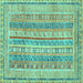 Square Machine Washable Abstract Turquoise Modern Area Rugs, wshabs2491turq