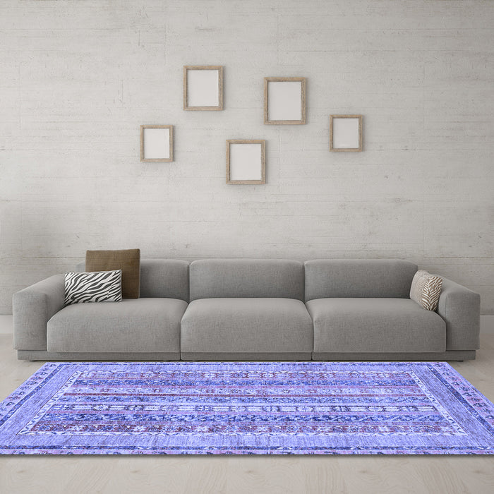 Machine Washable Abstract Blue Modern Rug in a Living Room, wshabs2491blu