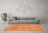 Machine Washable Abstract Orange Modern Rug, wshabs2491org