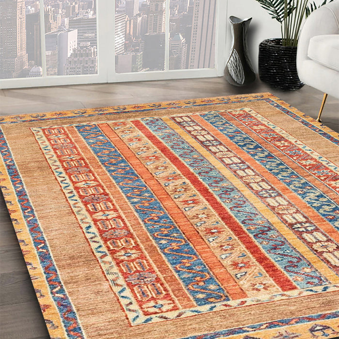 Machine Washable Abstract Chocolate Brown Rug in a Family Room, wshabs2491