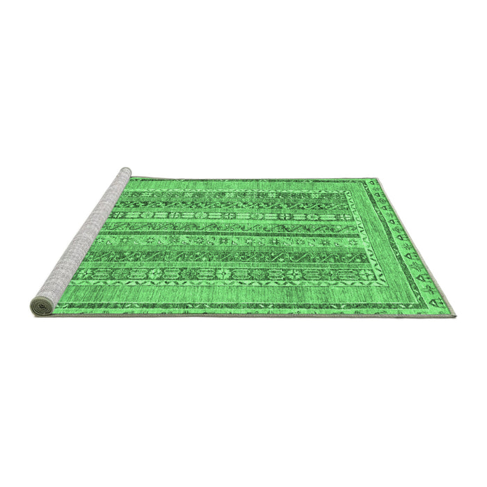 Sideview of Machine Washable Abstract Emerald Green Modern Area Rugs, wshabs2491emgrn