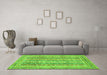 Machine Washable Abstract Green Modern Area Rugs in a Living Room,, wshabs2491grn