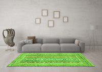 Machine Washable Abstract Green Modern Rug, wshabs2491grn