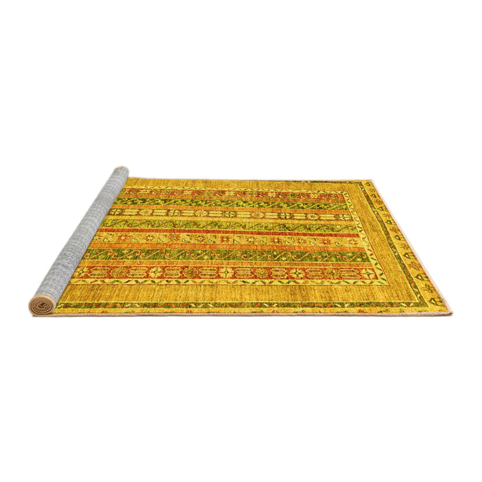 Sideview of Machine Washable Abstract Yellow Modern Rug, wshabs2491yw