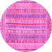 Round Machine Washable Abstract Pink Modern Rug, wshabs2491pnk