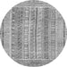 Round Machine Washable Abstract Gray Modern Rug, wshabs2491gry