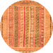 Round Abstract Orange Modern Rug, abs2491org