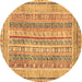 Round Abstract Brown Modern Rug, abs2491brn