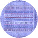 Round Abstract Blue Modern Rug, abs2491blu