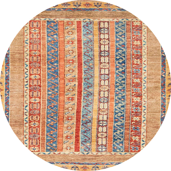 Round Abstract Chocolate Brown Modern Rug, abs2491