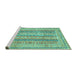 Sideview of Machine Washable Abstract Turquoise Modern Area Rugs, wshabs2491turq