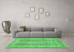 Machine Washable Abstract Emerald Green Modern Area Rugs in a Living Room,, wshabs2491emgrn