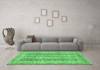 Machine Washable Abstract Emerald Green Modern Rug, wshabs2491emgrn