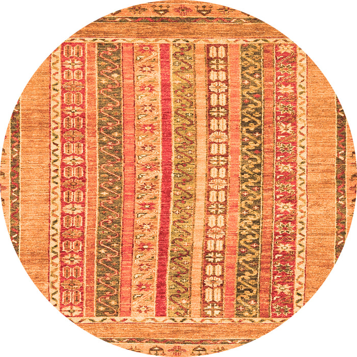 Round Machine Washable Abstract Orange Modern Area Rugs, wshabs2491org