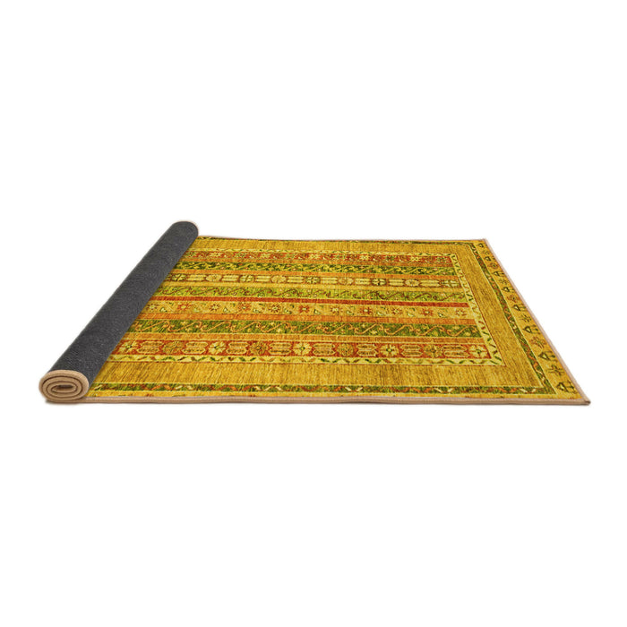 Sideview of Abstract Yellow Modern Rug, abs2491yw